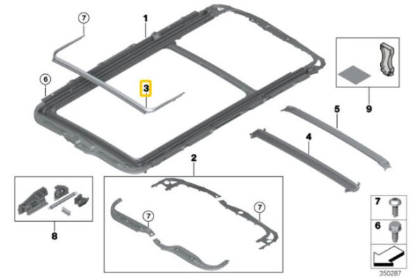 NEW GENUINE X5 SERIES F15 F85 PANORAMIC SUNROOF SLIPSTREAM DEFLECTOR 54107387030 - Image 2