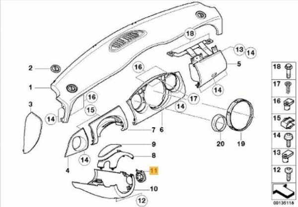 NEW GENUINE MINI COOPER R50 R52 R53 STEERING COLUMN IGNITION LOCK COVER LHD 51457152690 - Image 2
