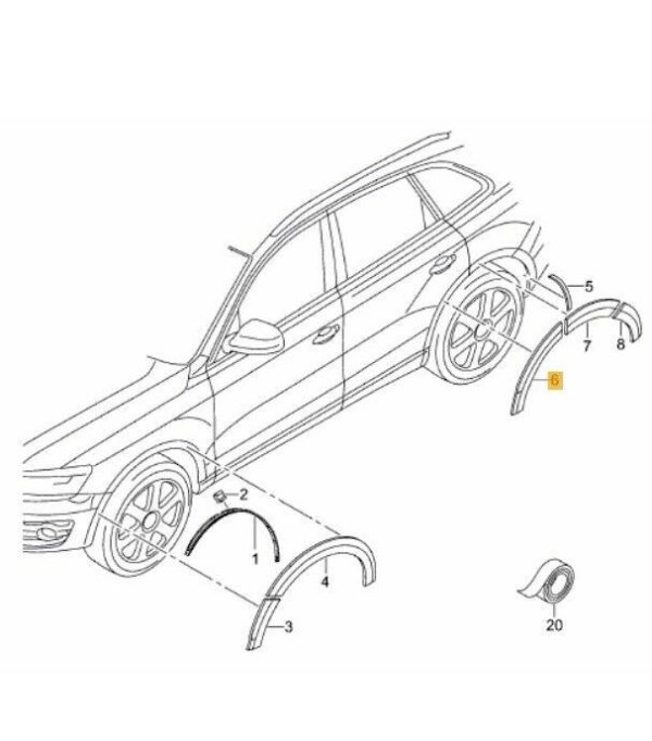 NEW GENUINE AUDI Q5 2009-2016 REAR LOWER GREY TRIM FOR WHEEL ARCH RIGHT O/S 8R0854820A1QP - Image 3