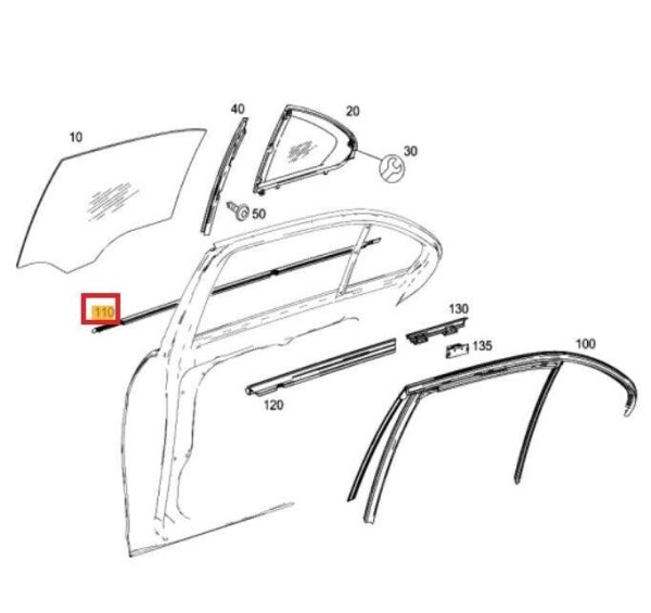 FOR NEW GENUINE MERCEDES MB C CLASS W204 FRONT RIGHT O/S WINDOW OUTSIDE SEALING RAIL A2047253265 - Image 2