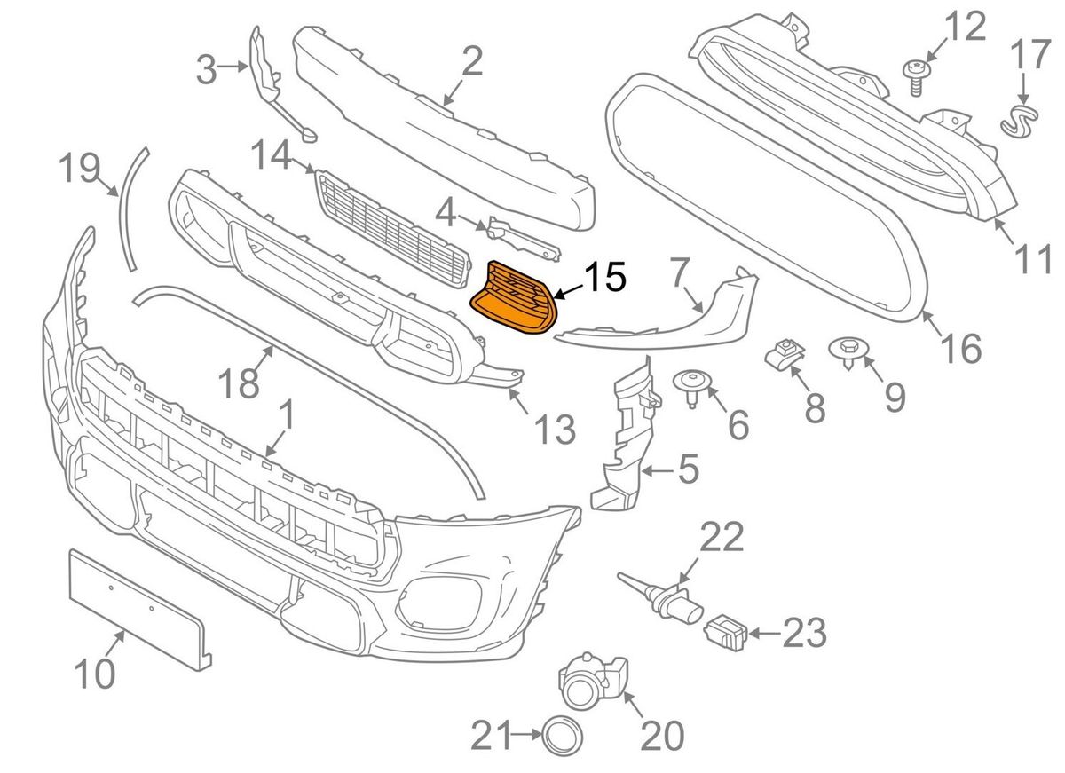 MINI NEW F55 F56 F57 JCW FRONT BUMPER LOWER COVER AIR INTEL GRILLE RIGHT O/S 51117360740 - Image 2
