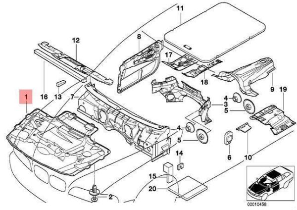 BMW NEW GENUINE 5 SERIES E39 UNDERHOOD SOUND INSULATION FRONT COVER 51488159483 - Image 2