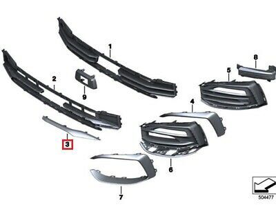 NEW GENUINE BMW 1 SERIES F40 SPORT FRONT BUMPER LOWER CENTER MOLDING BLACK LEFT 51119850651 - Image 2