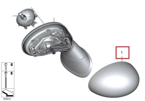 MINI NEW GENUINE R56 R55 R57 R58 R59 R60 R61 MIRROR CAP RIGHT SIDE PRIMED 51162754914 - Image 2