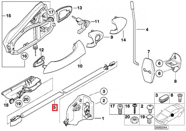 NEW GENUINE BMW X5 SERIES E53 FRONT HANDLE PULL LOCK DOOR CABLE LEFT RIGHT 51218403057 - Image 2
