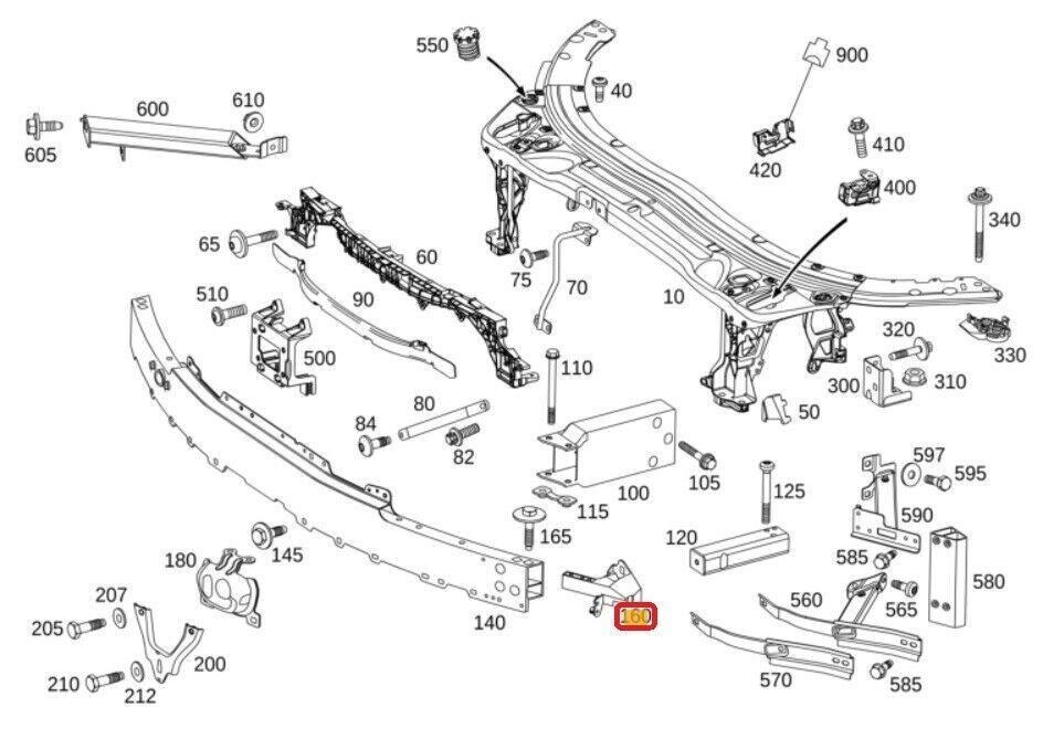 NEW GENUINE MERCEDES BENZ C CLASS W205 HEADLIGHT IMPACT BAR BRACKET RIGHT O/S A2056203501 - Image 2