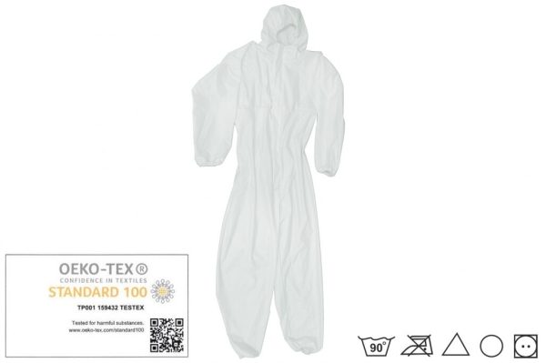 Coverall Overall Dustproof Workwear Jumpsuit Cotton and Polyethylene with Hood Washable size XXL, Waterproof, Washable - Image 4