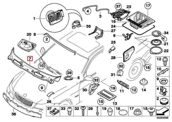 BMW NEW GENUINE 3 SERIES E92 E93 WINDSHIELD COWL PANEL COVER LHD 51717161033 - Image 2