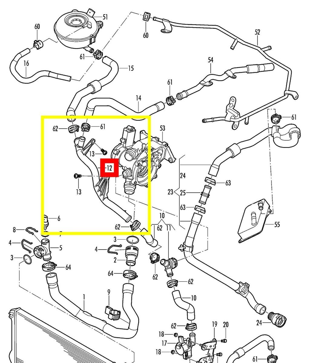 NEW GENUINE AUDI A3 Q3 VW GOLF TIGUAN 15-20 2.0L PETROL ENGINE COOLANT PIPE HOSE 5Q0121070BR - Image 2