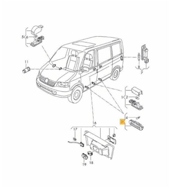 NEW GENUINE VW TRANSPORTER 12-16 SILVER METALLIC STEP LIGHT HIGHLINE INSCRIPTION 7E5947415L72A - Image 2