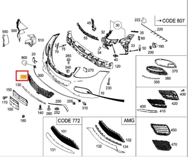 NEW GENUINE MERCEDES BENZ S CLASS W222 FRONT BUMPER GRILLE A2228850124 - Image 2