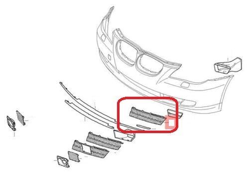 BMW NEW GENUINE 5 E60 E61 LCI 2007/03 - 2010 FRONT BUMPER GRILLE GRID LEFT N/S 51117178097 - Image 2