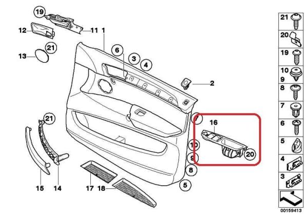 BMW NEW GENUINE X5 SERIES E70 FRONT DOOR RECESS GRAB HANDLE TRIM GRAY RIGHT RHD 51416975796 - Image 2