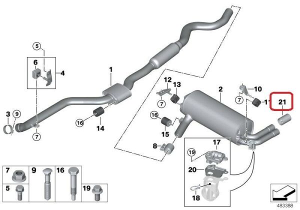 BMW NEW GENUINE EXHAUST 1 2 3 4 SERIES TAIL PIPE TRIM CHROME 2 PCS SET 18307610634 - Image 2