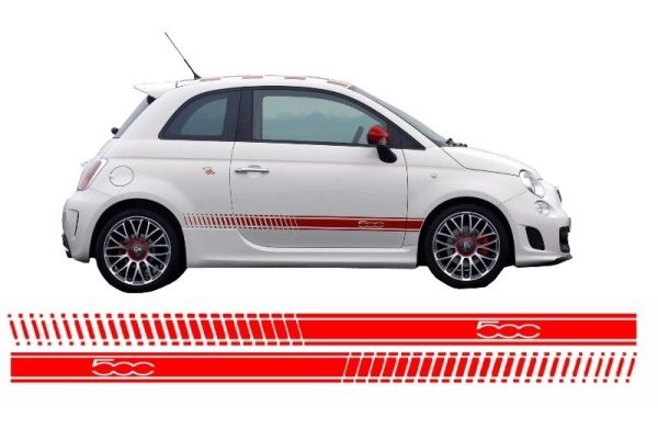 Side Decals Sticker Vinyl Red suitable for FIAT 500 (2007+)
