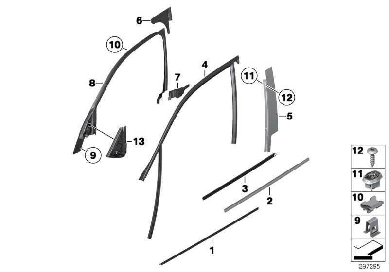 BMW NEW GENUINE E84 X1 09-15 FRONT EXTERIOR GLOSS N/S LEFT DOOR B-PILLAR PANEL 51332990877 - Image 2