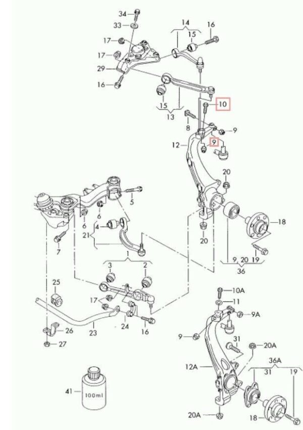 NEW GENUINE VW PASSAT B5 AUDI A4 A6 FRONT SUSPENSION ARM BOLT AND NUT SET - Image 2