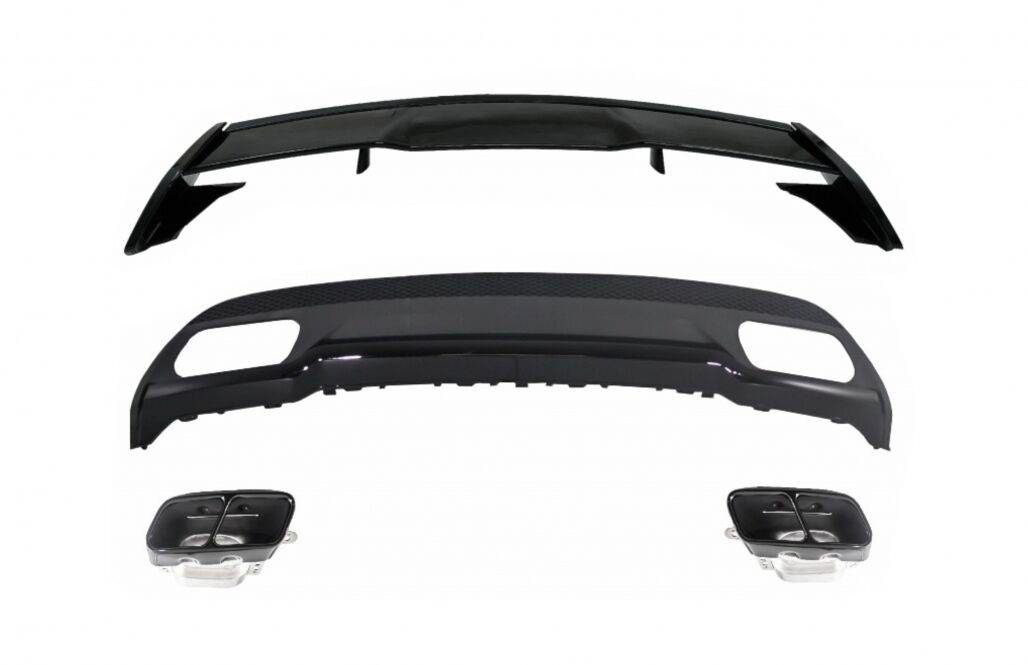 Roof Spoiler suitable for Mercedes W176 A-Class (2012-up) with Rear Diffuser and Exhaust Tips Sport Look