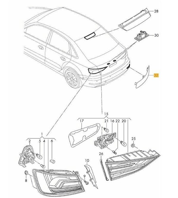NEW GENUINE AUDI A3 S3 2015- S-LINE REAR BUMPER REFLECTOR LEFT N/S 8V5945105B - Image 2