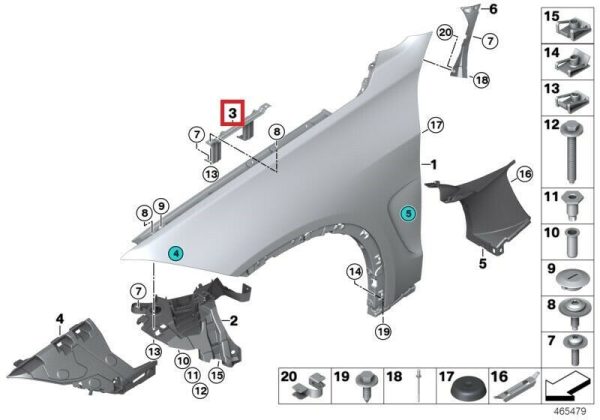 FOR NEW GENUINE BMW X5 X6 F15 F16 SERIES FRONT FENDER CENTER BRACKET RIGHT O/S - Image 2