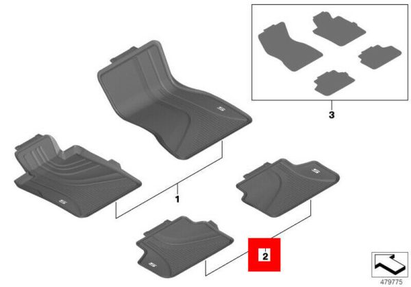 FOR NEW GENUINE BMW 5 SER G30 G31 F90 M5 REAR ALL WEATHER RUBBER FLOOR MATS LHD - Image 2
