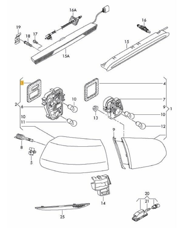 NEW GENUINE VW GOLF 2009-2013 REAR TAIL LIGHT GASKET OUTER LEFT N/S 5K0945191 - Image 2