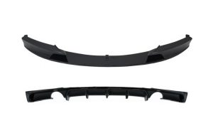 Front Bumper Spoiler with Rear Diffuser Double Outlet for Single Exhaust suitable for BMW 3 Series F30 F31 (2011-2019) M Performance Design Piano Black