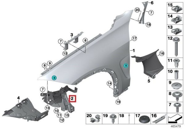 FOR NEW GENUINE BMW X5 X6 F15 F16 SERIES FRONT FENDER BRACKET LEFT N/S - Image 2