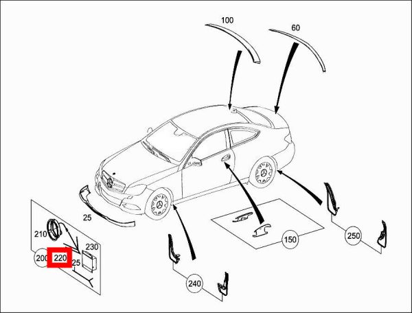 NEW GENUINE MERCEDES C W204 E W207 FRONT STAR BADGE WIRING HARNESS A207820000 - Image 2