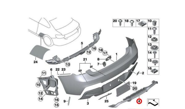 NEW GENUINE BMW 2 SERIES F87 M SPORT REAR BUMPER DIFFUSER 51128079561 - Image 5