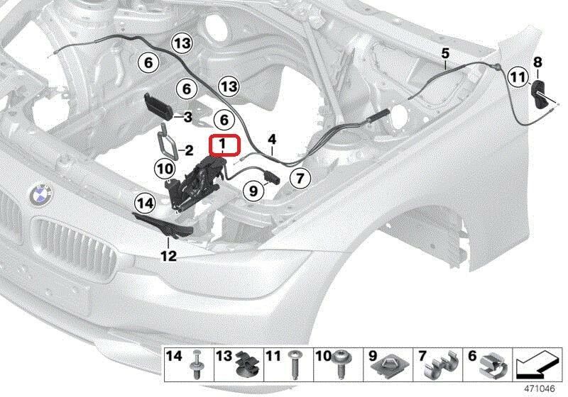 NEW OEM F30 F32 F20 BMW FRONT LOWER HOOD HATCH LOCK LATCH RIGHT O/S WITH SWITCH 51237242549 - Image 2