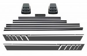 Add On Door Moldings Strips with Side Decals Sticker Vinyl Dark Grey and Turning Lights suitable for MercedesG-Class W463 (1989-2015)