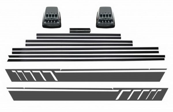 Add On Door Moldings Strips with Side Decals Sticker Vinyl Dark Grey and Turning Lights suitable for MercedesG-Class W463 (1989-2015)