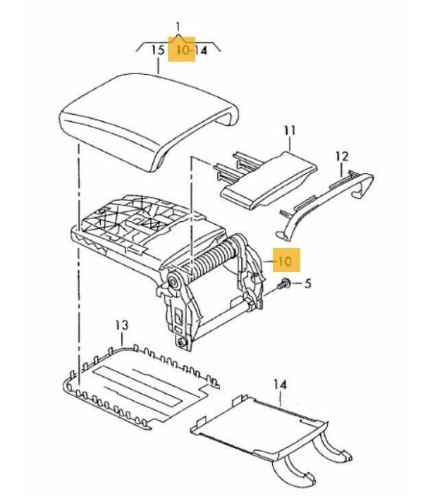 NEW GENUINE VOLKSWAGEN EOS GOLF 2004-2009 CENTER INTERIOR ARMREST 1K0864209A - Image 2