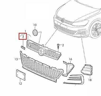 NEW GENUINE VOLKSWAGEN VW GOLF MK7 GTI FRONT GRILLE EMBLEM BADGE CHROME - Image 2