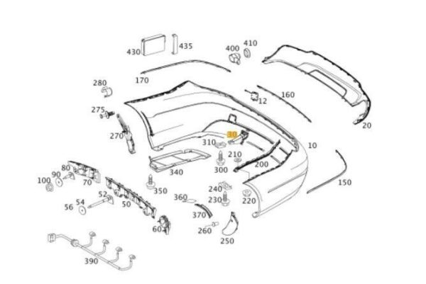 NEW GENUINE MERCEDES BENZ W204 C63 AMG REAR BUMPER BRACKET LEFT RIGHT SET A2048854714+A2048854614 - Image 2