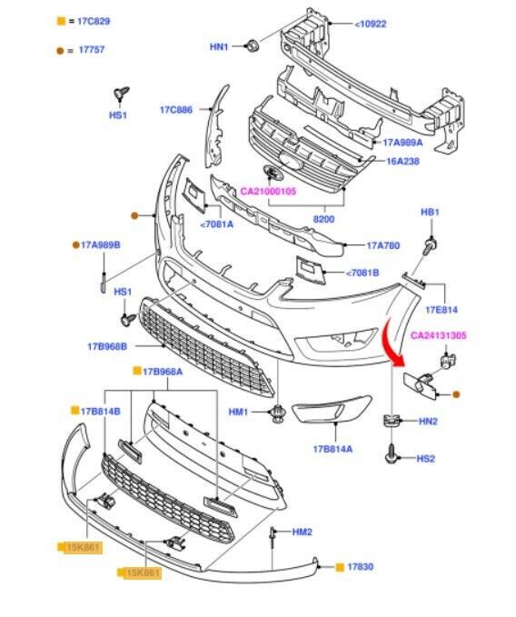 NEW GENUINE FORD MONDEO 07-10 FRONT HONEY COMB GRILLE PDC BRACKET LEFT N/S 1495778 - Image 2