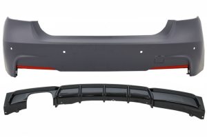 Rear Bumper M-Technik Design Rear Diffuser Spoiler Piano Black Left Double Outlet suitable for BMW 3 Series F30 2011+