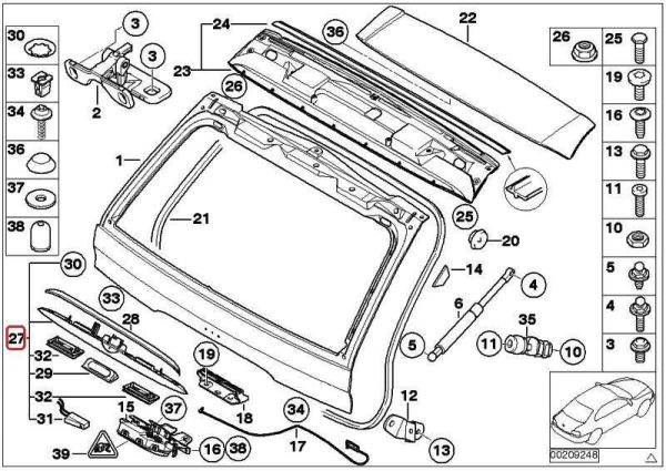 BMW GENUINE OEM X5 E53 2001-2005 TAILGATE TRUNK GRIP HANDLE BOOT BLACK 51137170676 - Image 3
