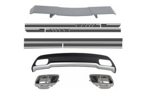 Air Diffuser with Exhaust Tips Spoiler and Stickers for MERCEDES A-Class W176 (2012-2018) Sport Pack