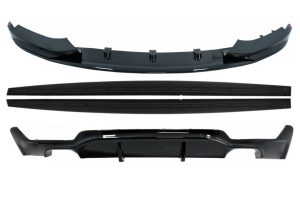 Front Bumper Spoiler Lip suitable for BMW 4 Series F32 F33 F36 Coupe Cabrio Grand Coupe (2013-03.2019) with Side Skirts Add-on Lip Extensions and Rear Bumper Diffuser Twin Double Outlet M-Performance