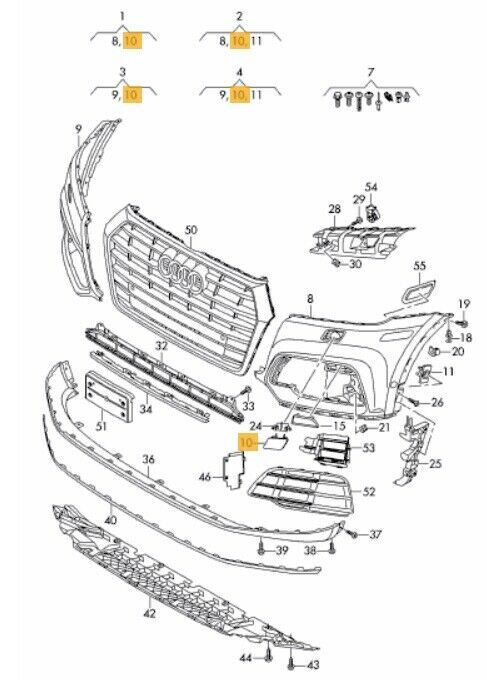 NEW GENUINE AUDI SQ5 18- FRONT BUMPER HEADLIGHT WASHER COVER CAP LEFT N/S 80A807753AGRU - Image 2
