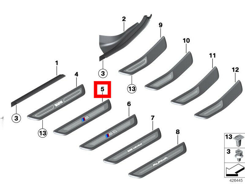 NEW GENUINE BMW 6 SERIES F06 GRAN COUPE M PERFORMANCE FRONT DOOR SILLS 51478053575 - Image 2