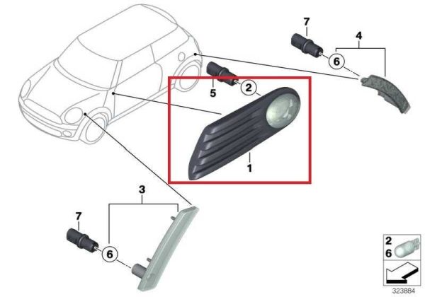 MINI NEW GENUINE R55 R56 R57 LCI R58 R59 JCW CHROME SIDE SCUTTLE MARKER LEFT N/S 63137268883 - Image 2