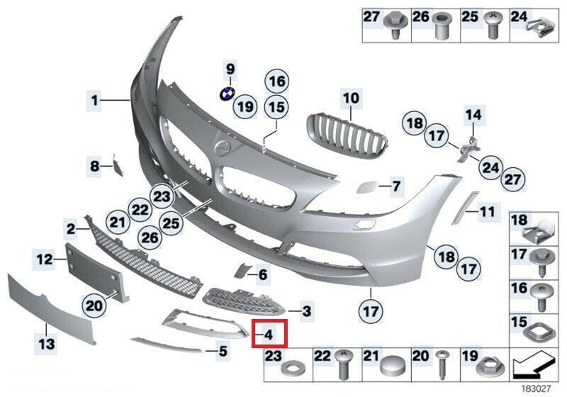 NEW BMW GENUINE Z4 E89 FRONT BUMPER FOG LIGHT COVER GRILL RIGHT O/S 51117203848 - Image 3