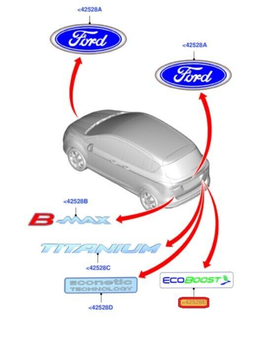 NEW GENUINE FORD B-MAX C-MAX FOCUS REAR TAILGATE ECOBOOST BADGE EMBLEM 1830629 - Image 2