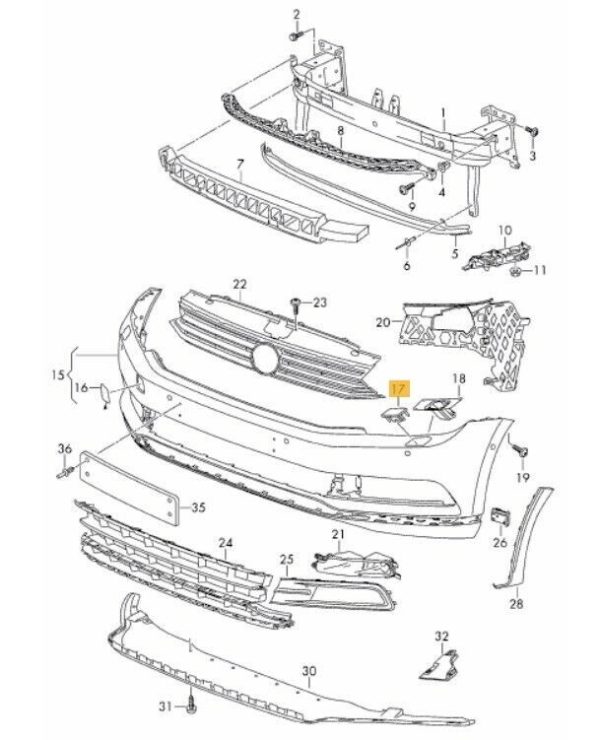 NEW GENUINE VW PASSAT 15-16 HEADLIGHT WASHER CAP PRIMED LEFT N/S 3G0807937GRU - Image 2