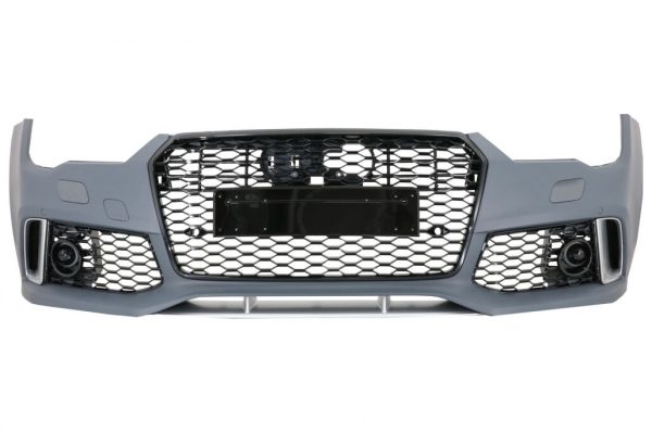 Front Bumper with Add-On Spoiler Lip Real Carbon suitable for Audi A7 4G Facelift (2015-2018) RS7 Design - Image 2