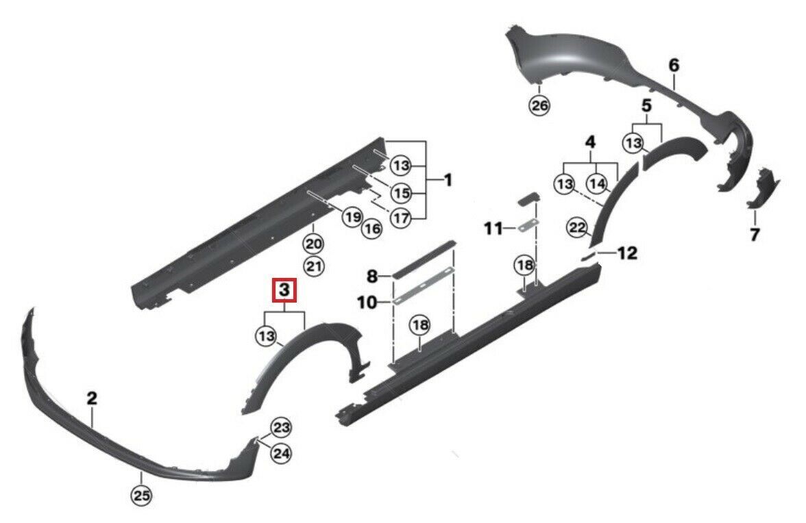NEW GENUINE MINI F54 CLUBMAN FRONT WHEEL ARCH WITH PARK ASSISTANT HOLES LEFT N/S 51779881387 - Image 2