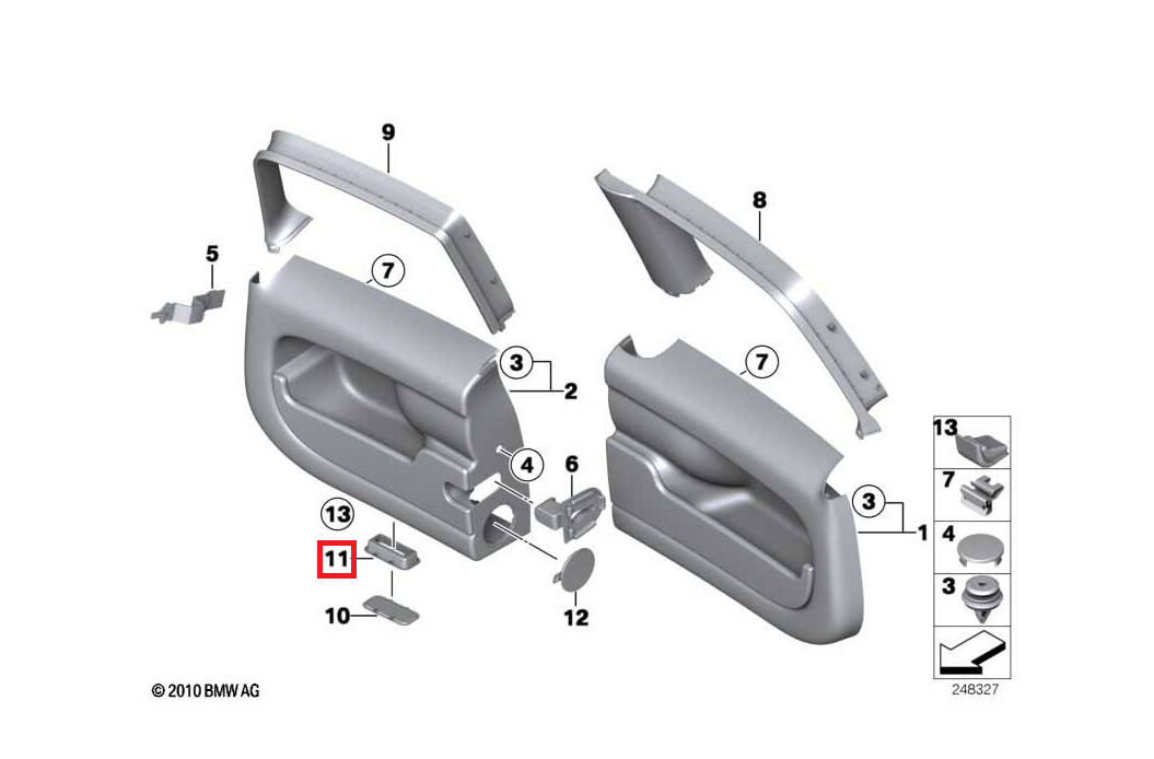 NEW GENUINE MINI CLUBMAN R55 REAR DOOR PANEL LIGHT FRAME 51492756203 - Image 2